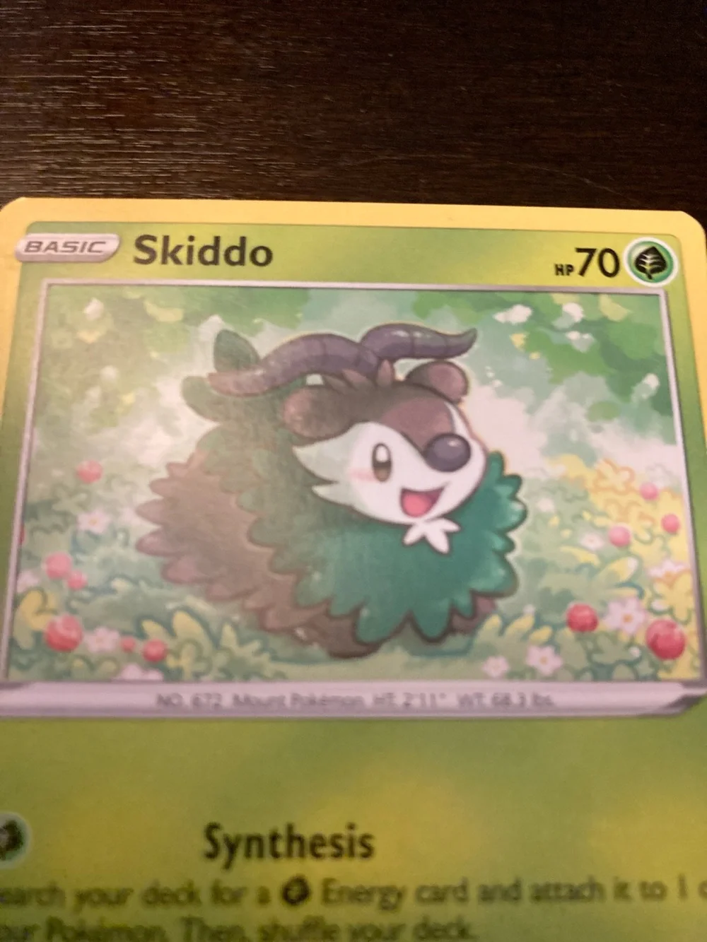 Pokemon Skiddo Green and Yellow Trading Card